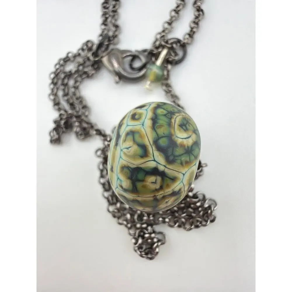 Artisan Spherical Millefiori-Style Art Glass Pendant Necklace